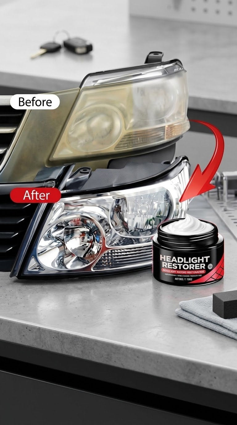 The Gadget Flame™ Crystal Beam Headlight Restorer Kit Restore Crystal-Clear Headlights & Drive with Confidence