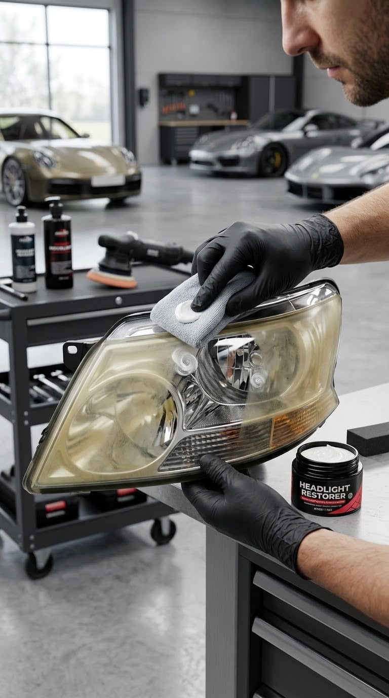 The Gadget Flame™ Crystal Beam Headlight Restorer Kit Restore Crystal-Clear Headlights & Drive with Confidence