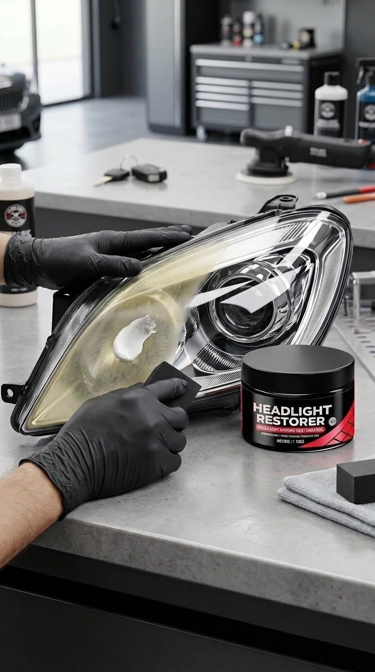 The Gadget Flame™ Crystal Beam Headlight Restorer Kit Restore Crystal-Clear Headlights & Drive with Confidence