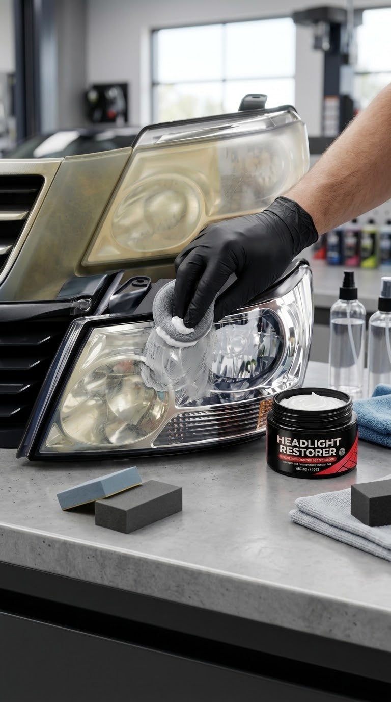 The Gadget Flame™ Crystal Beam Headlight Restorer Kit Restore Crystal-Clear Headlights & Drive with Confidence