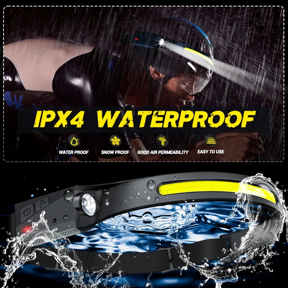 The Gadget Flame™  Sense Pro 230° LED Headlamp USB Rechargeable Wide-Beam Headlamp with Motion Sensor for Camping, Hiking & Outdoor Adventures