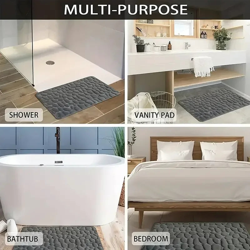 The Gadget Flame™ Luxury 3D Pebble Memory Foam Bath Mat – Ultra Soft & Super Absorbent
