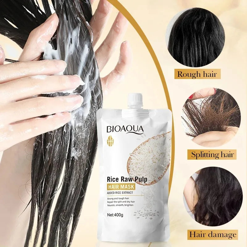 The Gadget Flame™ Rice Glow Pro Hair Mask Premium Rice Protein Deep Repair & Nourishing Hair Treatment – 400g