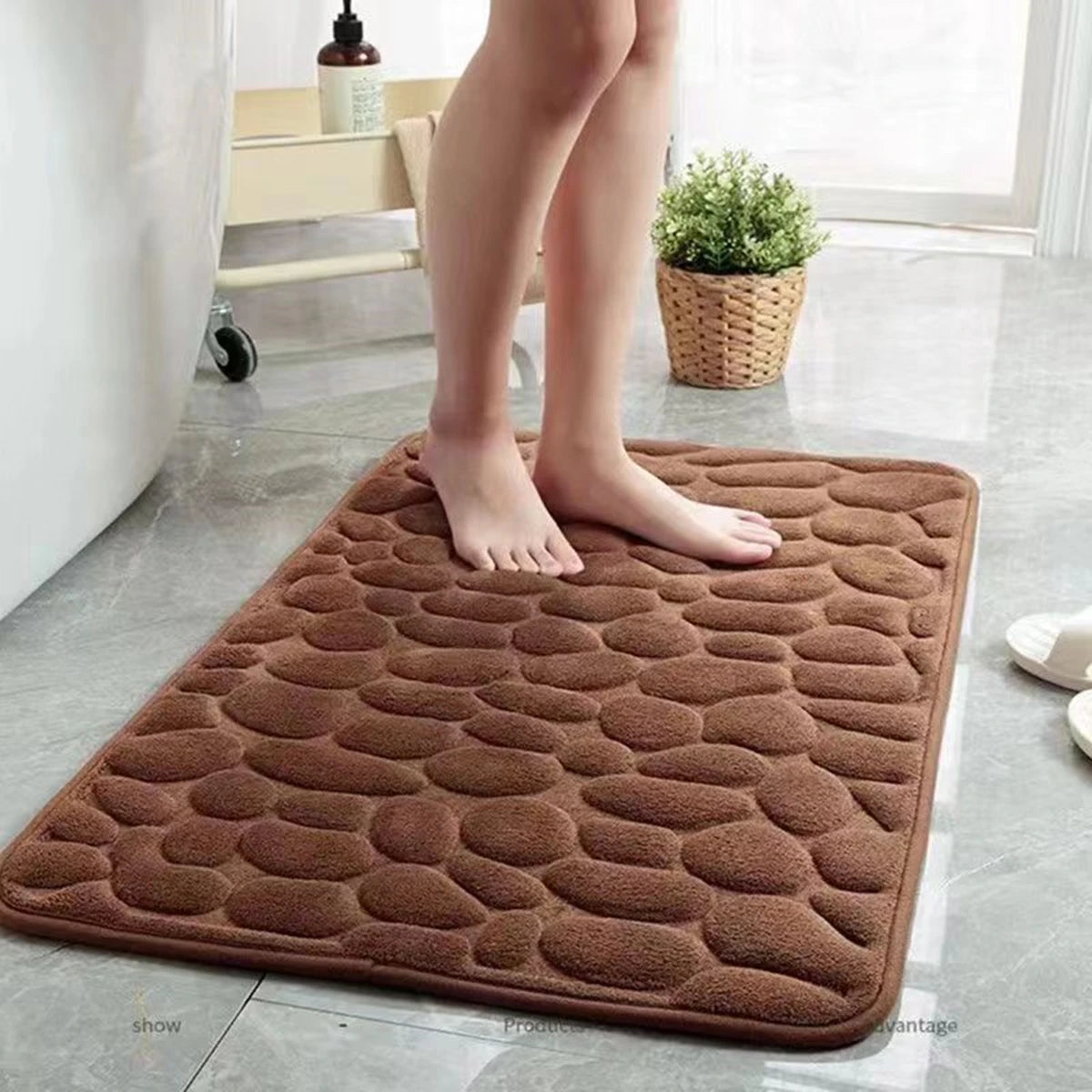 The Gadget Flame™ Luxury 3D Pebble Memory Foam Bath Mat – Ultra Soft & Super Absorbent
