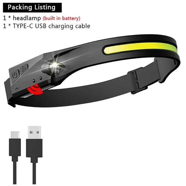 The Gadget Flame™  Sense Pro 230° LED Headlamp USB Rechargeable Wide-Beam Headlamp with Motion Sensor for Camping, Hiking & Outdoor Adventures