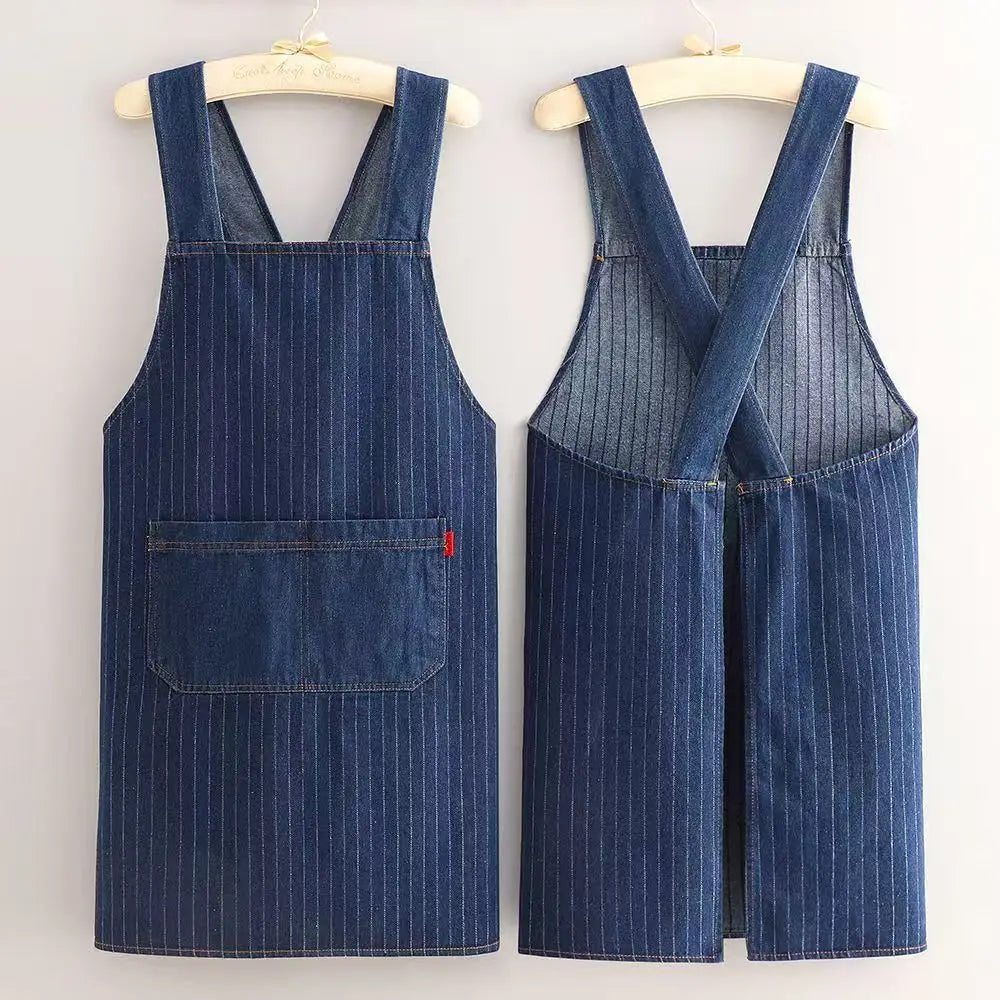 Premium Denim Kitchen The Gadget Flame™ Premium Denim Kitchen Apron with Front Pocketwith Front Pocket