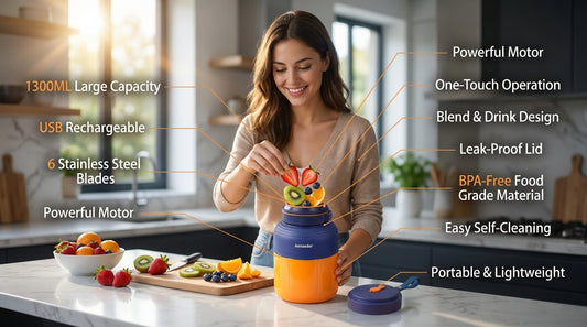 The Gadget Flame™ Smart Portable Blender Bottle for Smoothies & Shakes