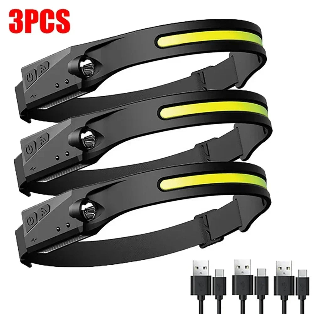 The Gadget Flame™  Sense Pro 230° LED Headlamp USB Rechargeable Wide-Beam Headlamp with Motion Sensor for Camping, Hiking & Outdoor Adventures
