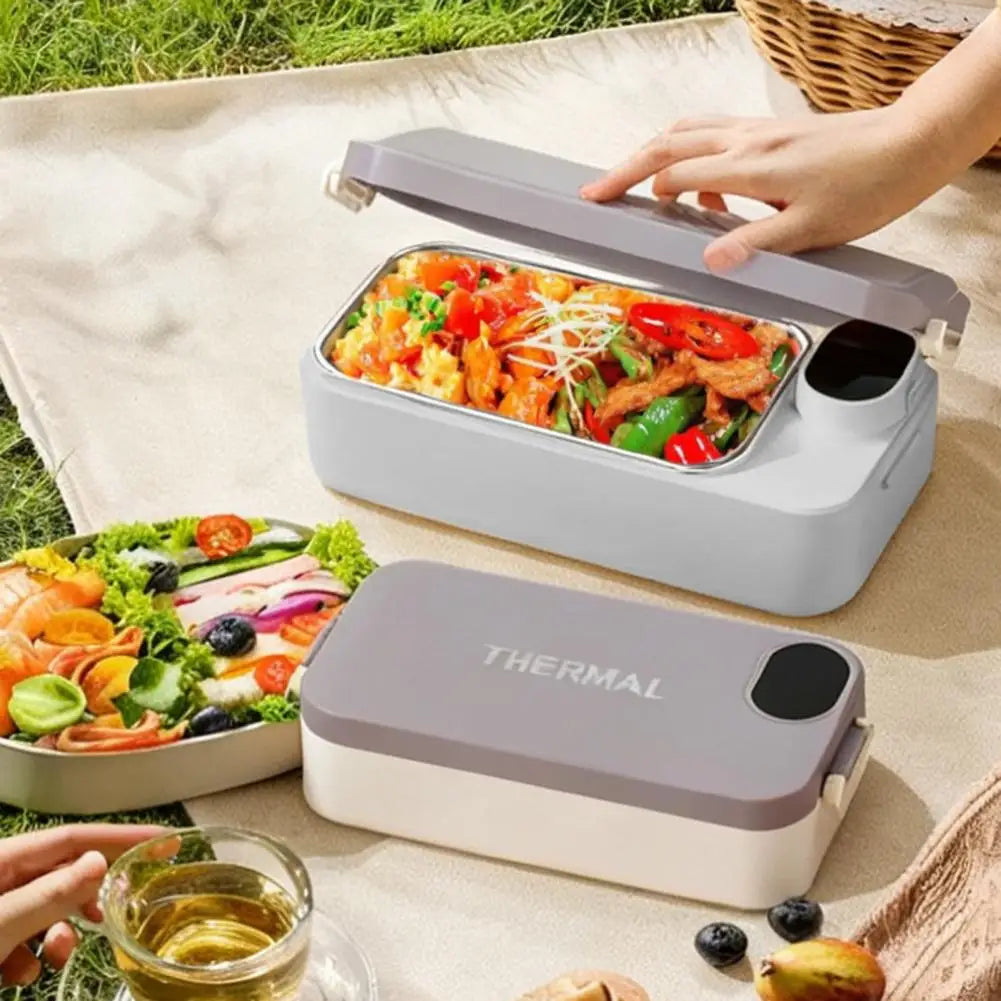 The Gadget Flame™ Electric Heated Lunch Box – Portable Food Warmer with Stainless Steel Container