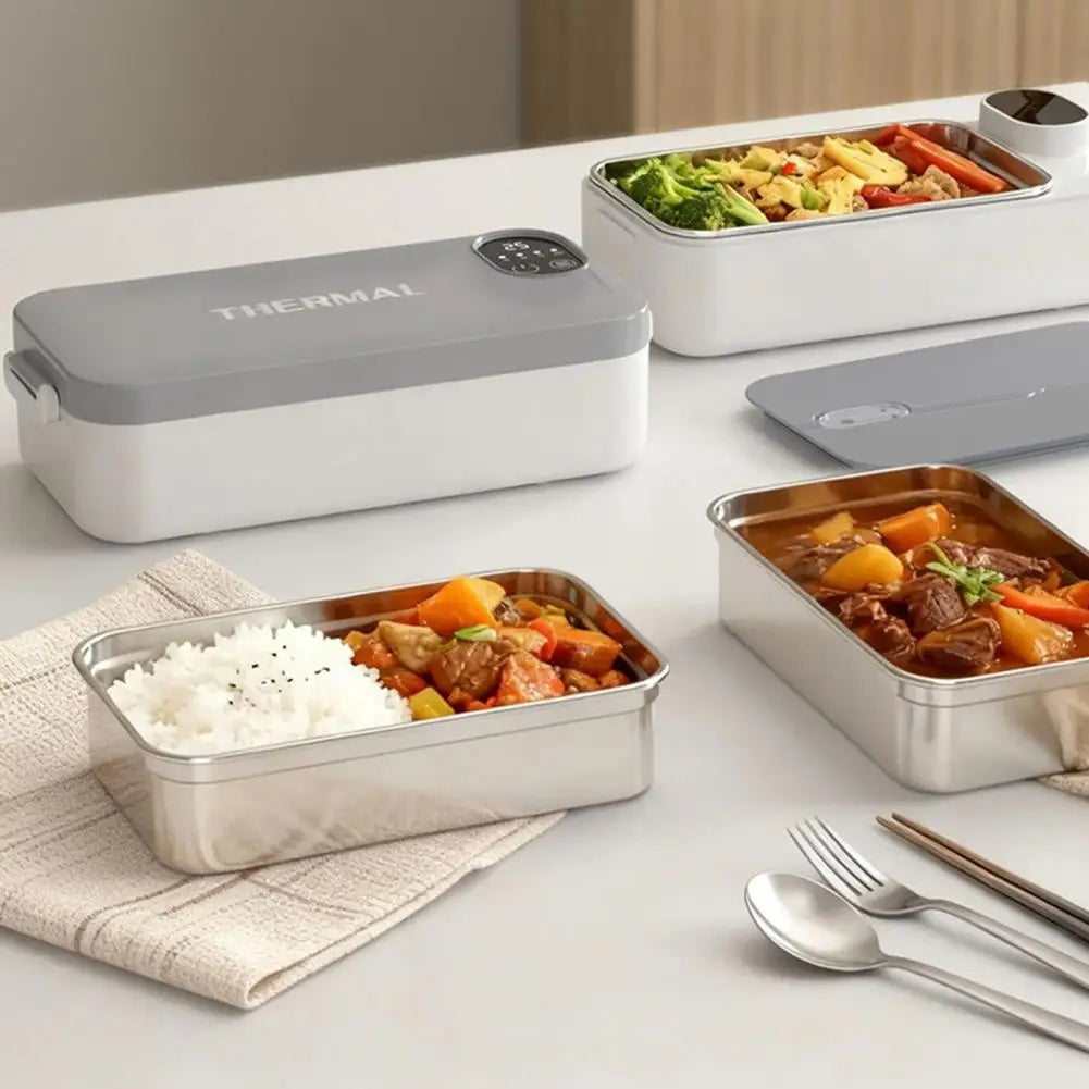 The Gadget Flame™ Electric Heated Lunch Box – Portable Food Warmer with Stainless Steel Container