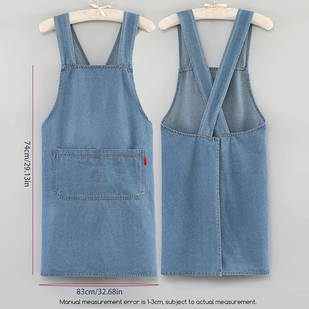 Premium Denim Kitchen The Gadget Flame™ Premium Denim Kitchen Apron with Front Pocketwith Front Pocket