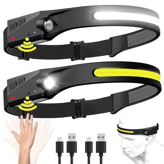 The Gadget Flame™  Sense Pro 230° LED Headlamp USB Rechargeable Wide-Beam Headlamp with Motion Sensor for Camping, Hiking & Outdoor Adventures