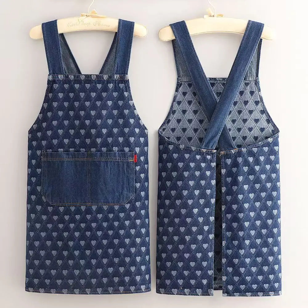 Premium Denim Kitchen The Gadget Flame™ Premium Denim Kitchen Apron with Front Pocketwith Front Pocket