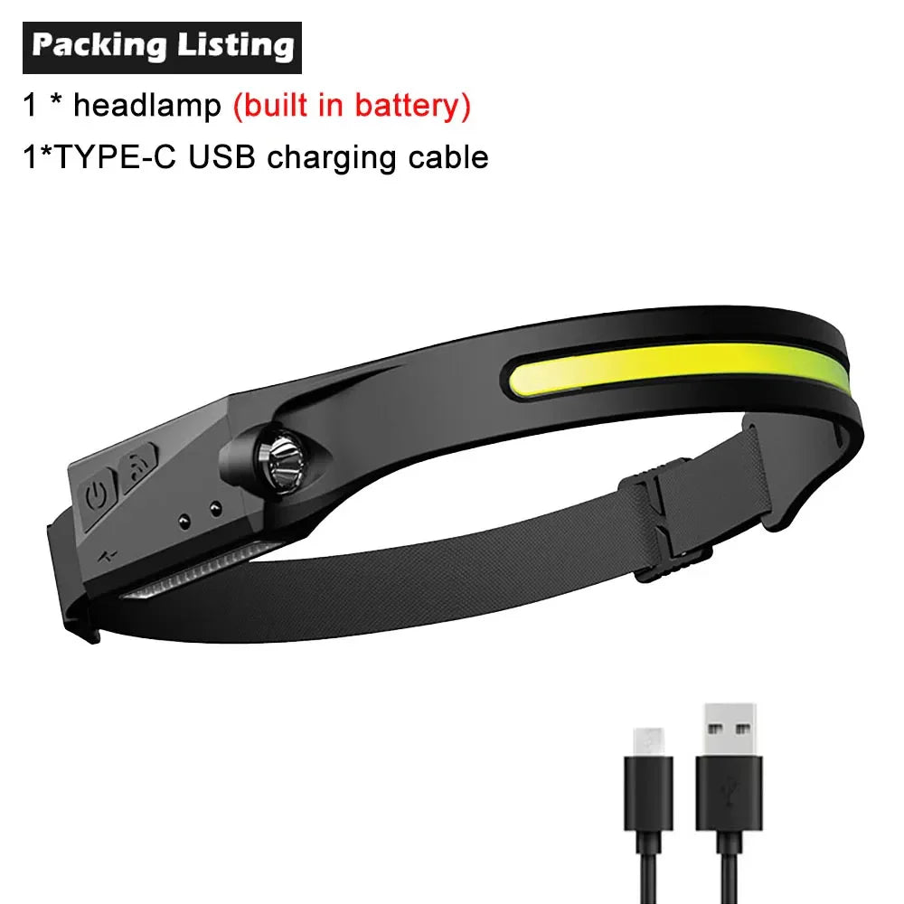 The Gadget Flame™  Sense Pro 230° LED Headlamp USB Rechargeable Wide-Beam Headlamp with Motion Sensor for Camping, Hiking & Outdoor Adventures