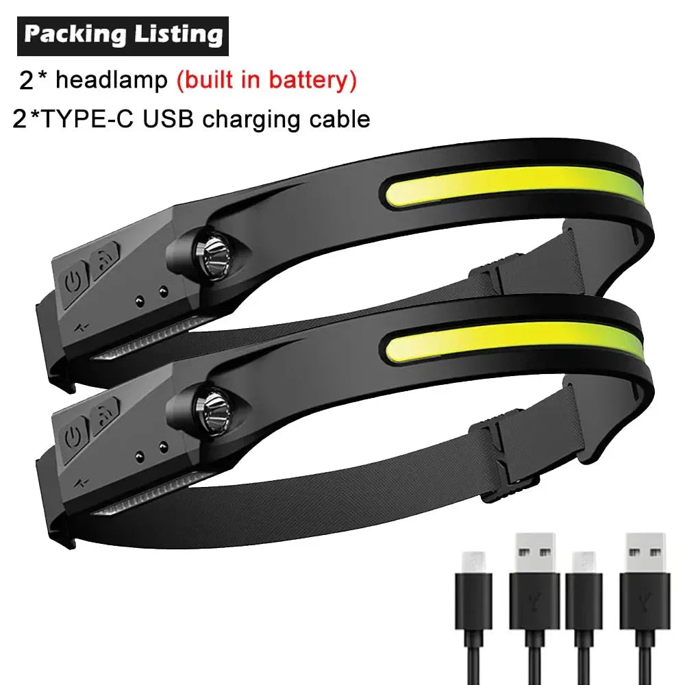 The Gadget Flame™  Sense Pro 230° LED Headlamp USB Rechargeable Wide-Beam Headlamp with Motion Sensor for Camping, Hiking & Outdoor Adventures